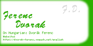 ferenc dvorak business card